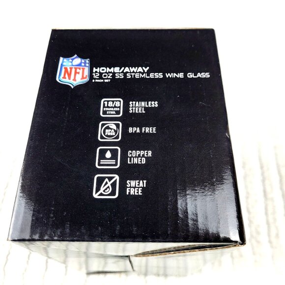 NIB Official NFL Sports Tennessee Titans  Football 12 Oz SS Logo Wine Glass Set - Picture 4 of 5